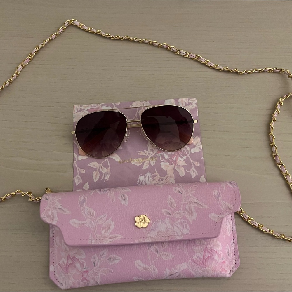 LoveShackFancy Pink and Gold Sunglasses